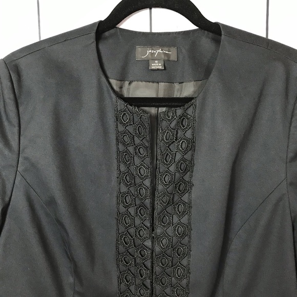Josephine Blazer With Crochet Trim Black Lined - Picture 2 of 8